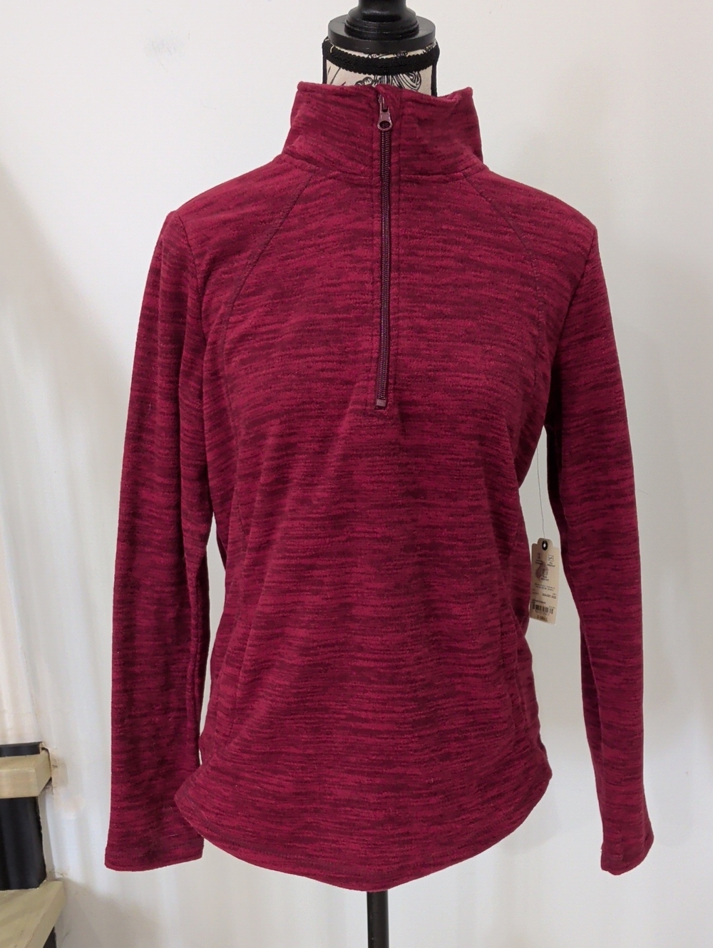 ST. JOHN'S BAY | Women's Deep Ruby Rhubarb Pullover Fleece Sweater